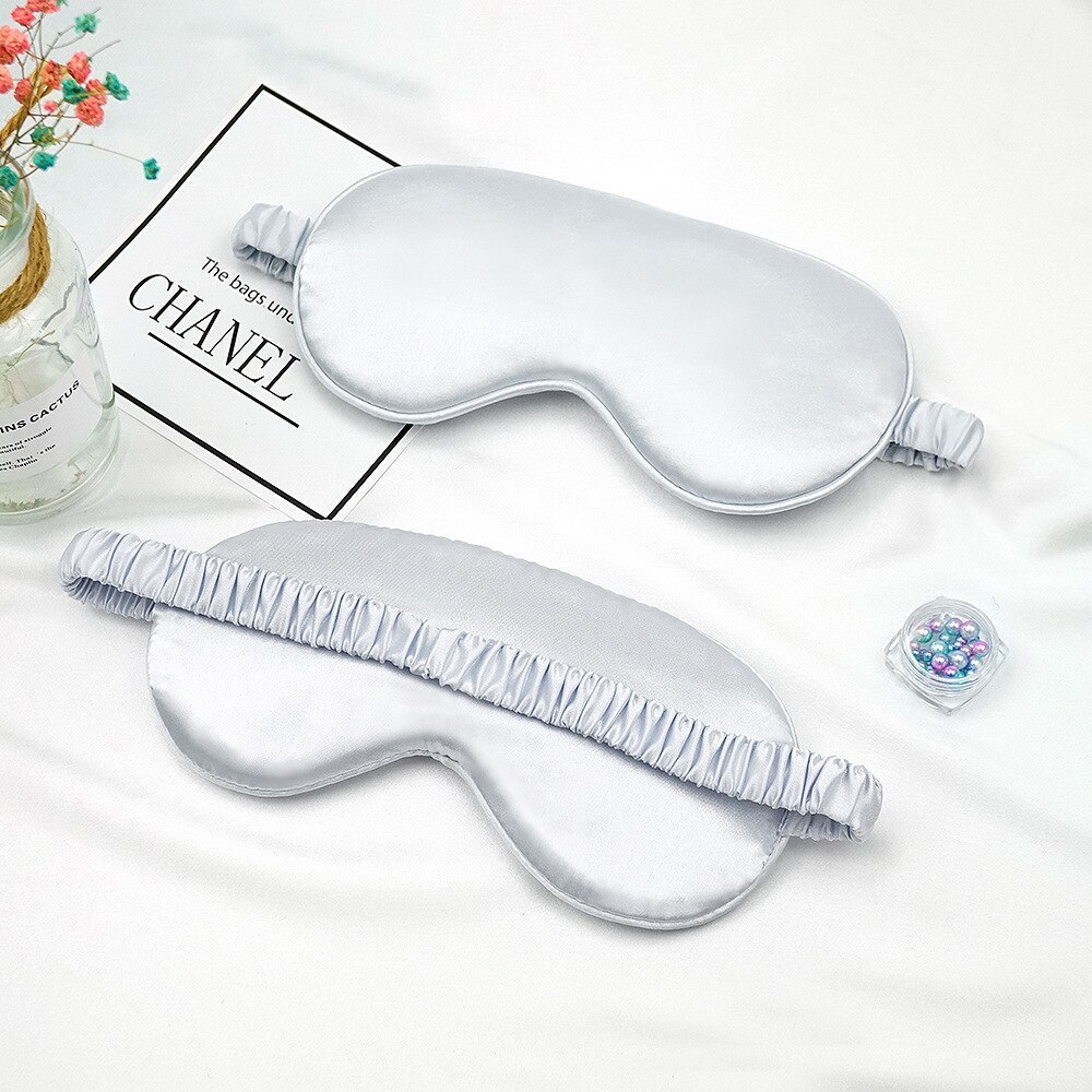 Sleep Mask Silk Eye Mask Eye Cover Soft Relax Eyes Bandage Eyeshade Sleep Patch Smooth Blindfold For Women Men Night Nap Heath: Silver