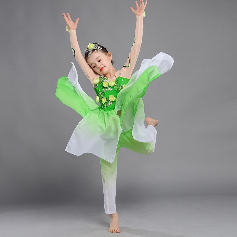 Chinese Folk Dance Children's Classical Dance Performance Costumes Jasmine Girls Perform Yangko Folk Dance Costumes