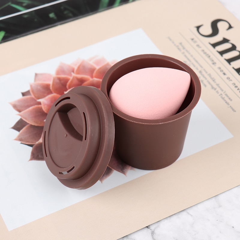 Empty Coffee Cup Sponge Stand Storage Case Makeup Puff Holder Empty Cosmetic Dry Box Makeup Accessories
