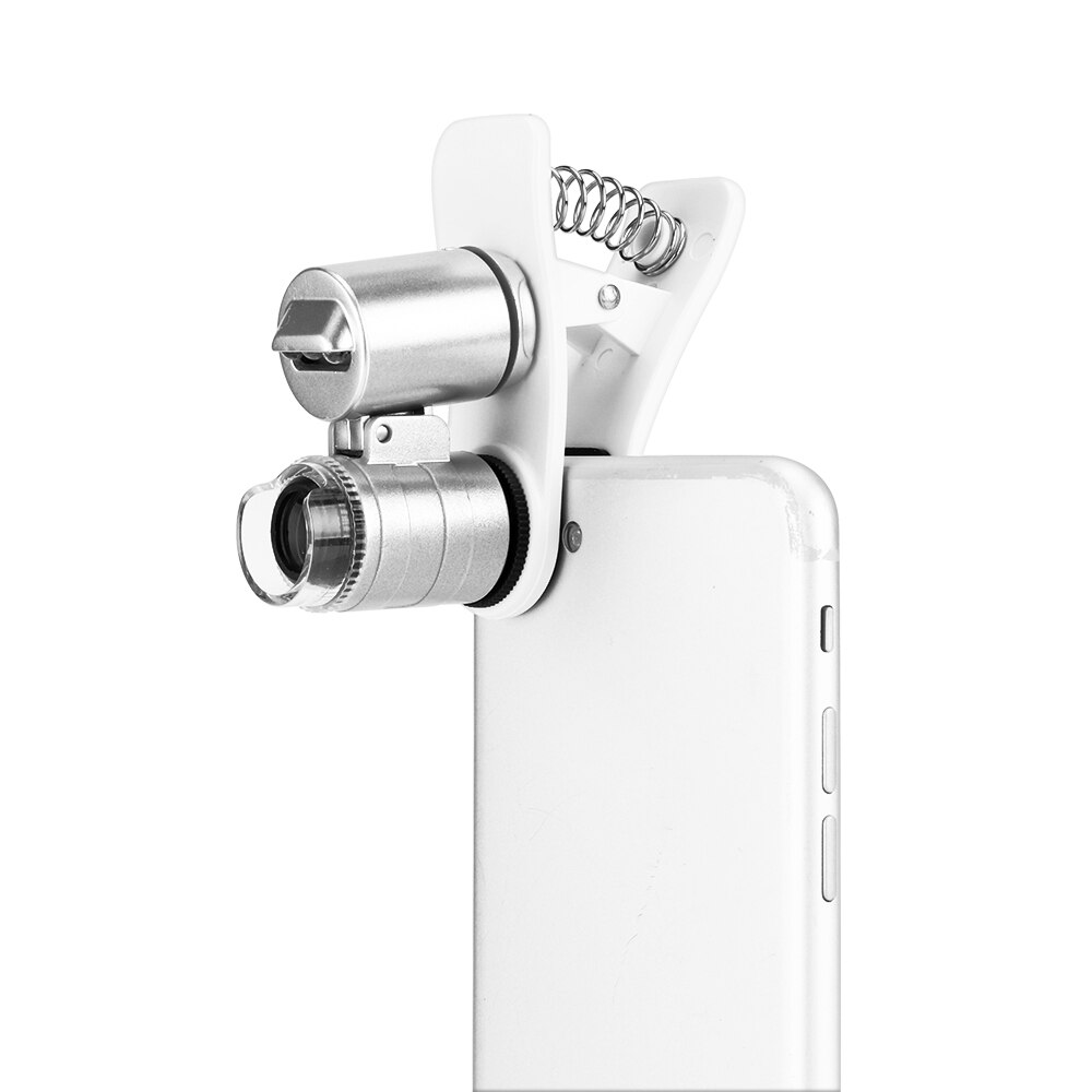 Powstro mobiltelefon mikroskop makro lins 60x optisk zoom förstoringsglas mikro kamera clip led linser för iphone 5s 6s plus