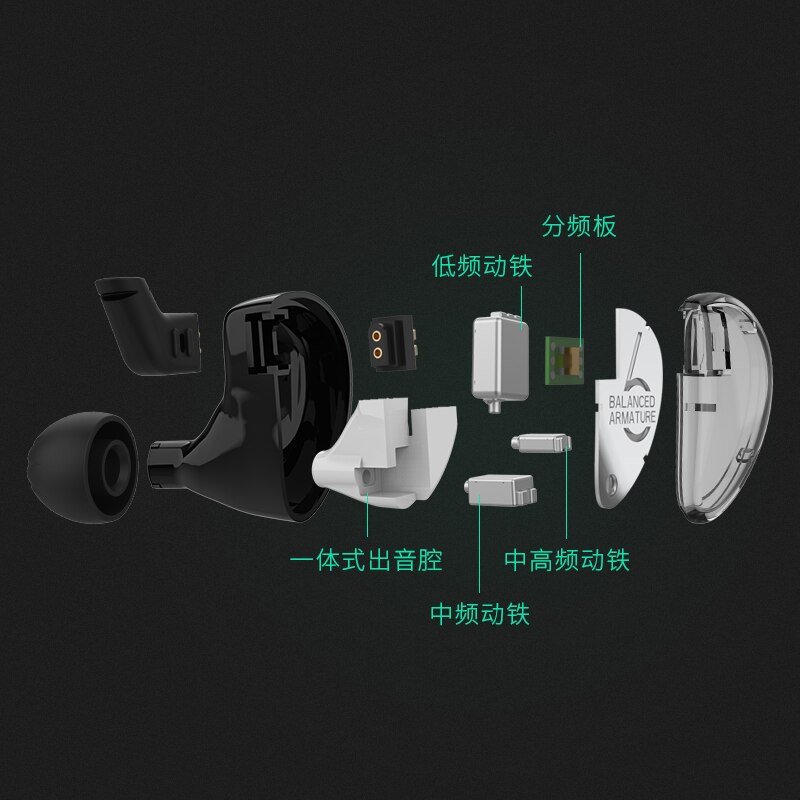 Kz  as06 3ba gebalanceerde armatuur in-ear oortelefoon hifi hardloopsport oordopjes headset hifi monitor resolutie iem