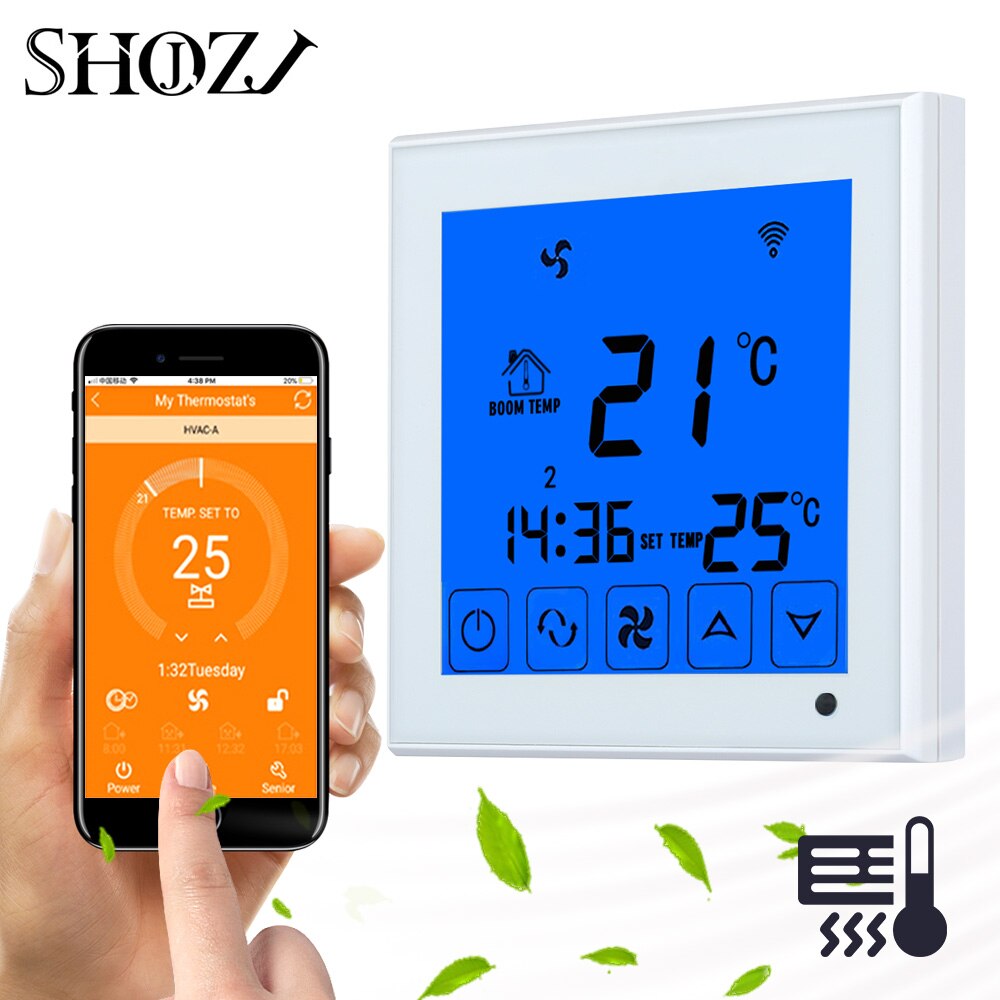 Smart Central Air Conditioner Temperature Controller 2P 4P Fan Coil Thermostat for heating/cooling Room Temperature
