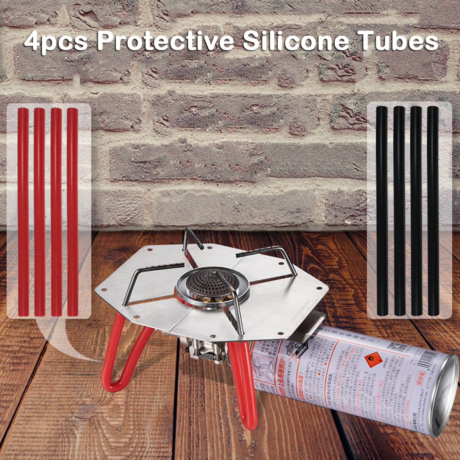 Tubos protectores de silicona para acampada, accesorio resistente al calor, soporte para cocina, 4 uds.