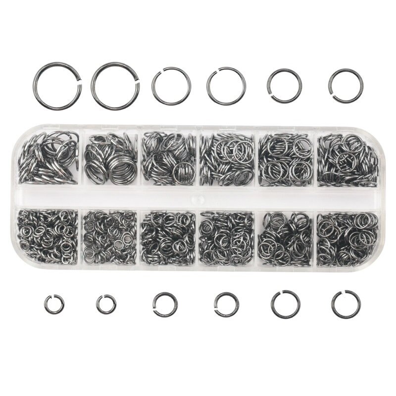 1050Pcs 0.7mm plated color Open Jump Rings Mixed 4mm 5mm 6mm 7mm 8mm 10mm iron Split Rings For DIY Jewelry Making 6 colors: gun black