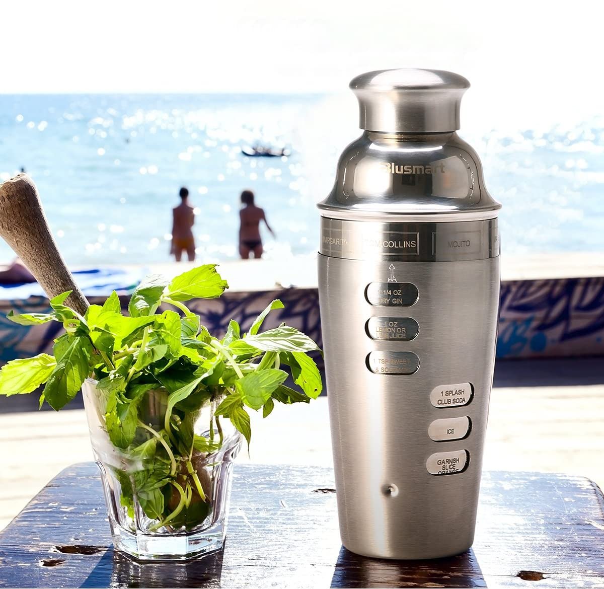 Cocktail Shaker Stainless Steel 24Oz Bar Set Kit 3Pcs Cocktail Shakers with Rotation Recipe Guide,Martini Tool Accessories Built