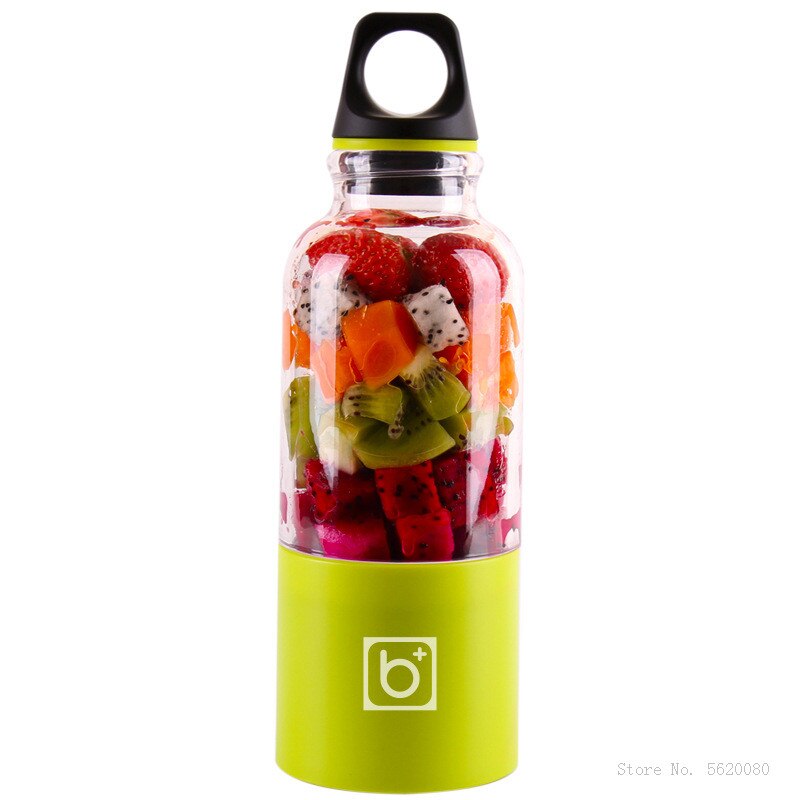 500ml mini bærbar elektrisk frugtjuicer blender usb genopladelig smoothie maker maskine sportsflaske saftkop: Grøn