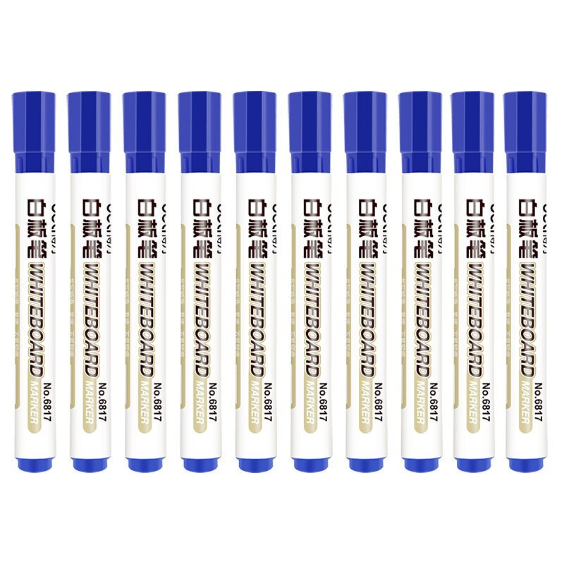 10Pcs Zwarte Droge Veeg Premium Marker Pennen Uitwisbare White Board Marker Pennen Metting Klassikaal Onderwijs Supply White Board Marker: Blue 10pcs