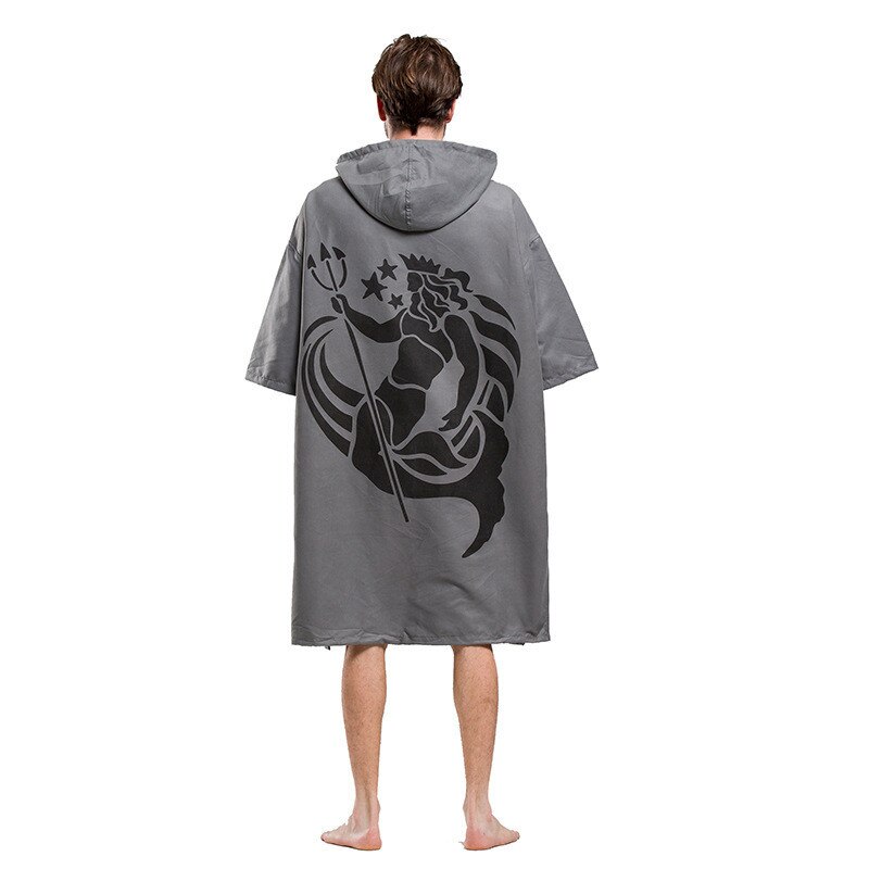Poséidon impression Robe à langer serviette de bain en plein air adulte à capuche serviette de plage Poncho peignoir serviettes femmes homme peignoir LST