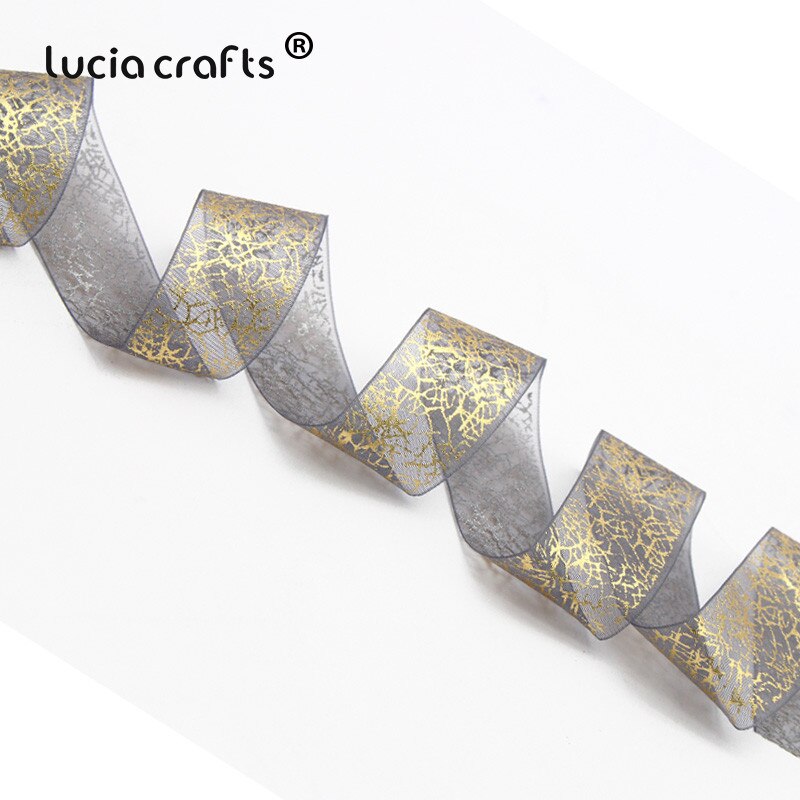 Lucia Ambachten 25 Mm Gedrukt Organza Lint Wedding Wrapping Decor Materiaal Diy Naaien & Haar Boog Accessoires P0102: C5 Grey 5y