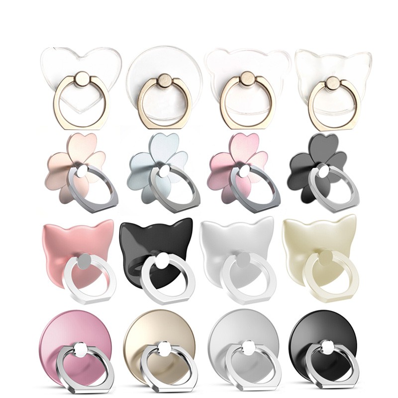 Fingerring mobiltelefon smartphone stander holder til iphone x huawei samsung cell smart rund telefon ring holder bil mount stander
