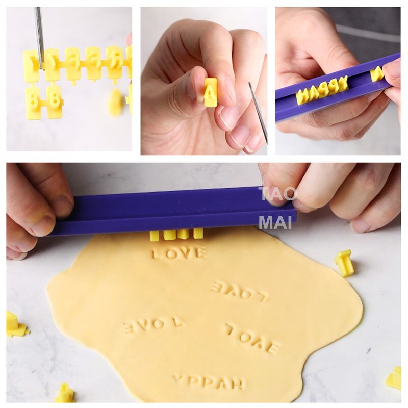 Tampon d&#39;impression alphanumérique en céramique, ensemble d&#39;outils de gaufrage en argile polymère, coupe bonbons mous, biscuits, poterie, bricolage