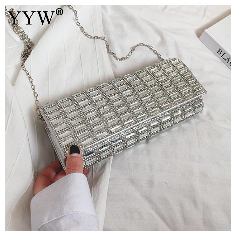 YYW Women Evening Bag Silver Wedding Party Bags Diamond Rhinestone Clutches Crystal Bling durable Clutch Bags Luxury Purses