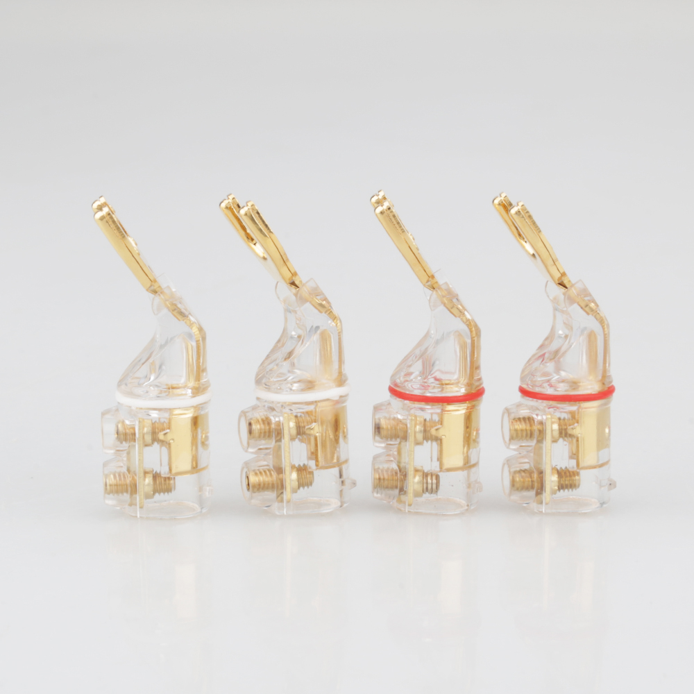 4pcs Gold/Rhodium plated WBT Style Hifi Audio Y Spade Connector Plug Terminal Plug For Loudspeaker Cable