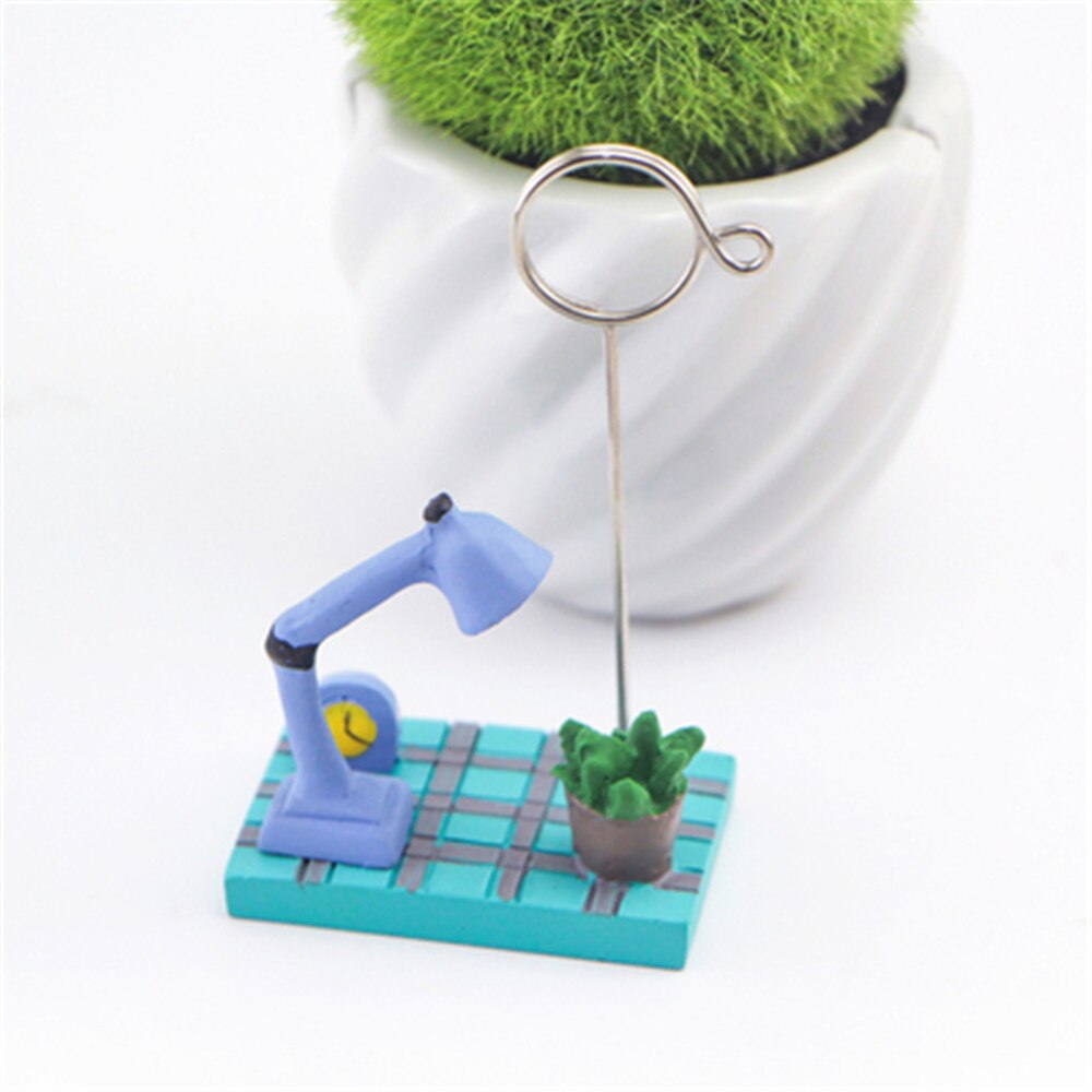 1pc Micro Landscape Card Holder Teapot Strawberry Tree Desktop Photo Memo Note Clip Kawaii Stationery Tickets Letter Holders: C