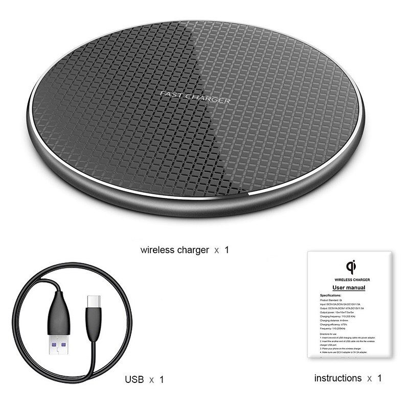 FDGAO 20W Dual Qi Wireless Charger For iPhone 11 X XR XS 8 Samsung S10 S20 TYPE C 2 in 1 Double 10W Fast USB Charging Dock Pad: 10W ABS