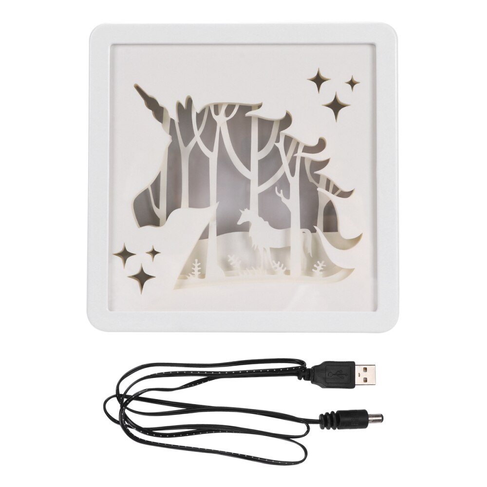 Caja de Luz Retro Para interior, luz de grabado en papel 3D cuadrada (batería blanca): Default Title