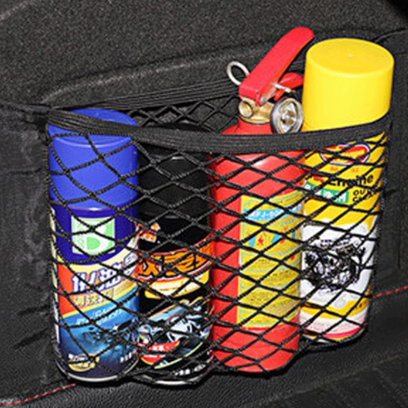 Auto Terug Kofferbak Seat Elastische String Net Magic Sticker Mesh Opbergtas Pocket Kooi Auto Organizer Seat Terug Zak 38*25 cm