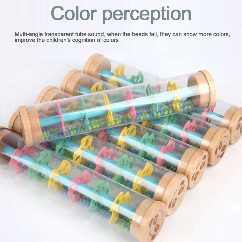 Toddlers Rain Machine Rainmaker Shaker Rattle Toy Color Beaded Rain Rod Rattle Music Sensory Auditory Instrument Toy
