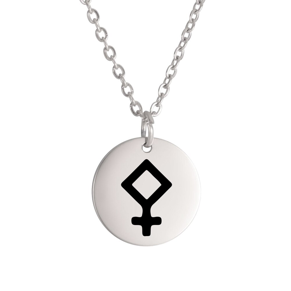 Dawapara Planeet Symbool Amulet Kleine Charme Ketting Jupiter Saturnus Pluto Neptunus Planetaire Alchemische Symbolen Roestvrij Staal: Oranje / Blue White Zinc Plated