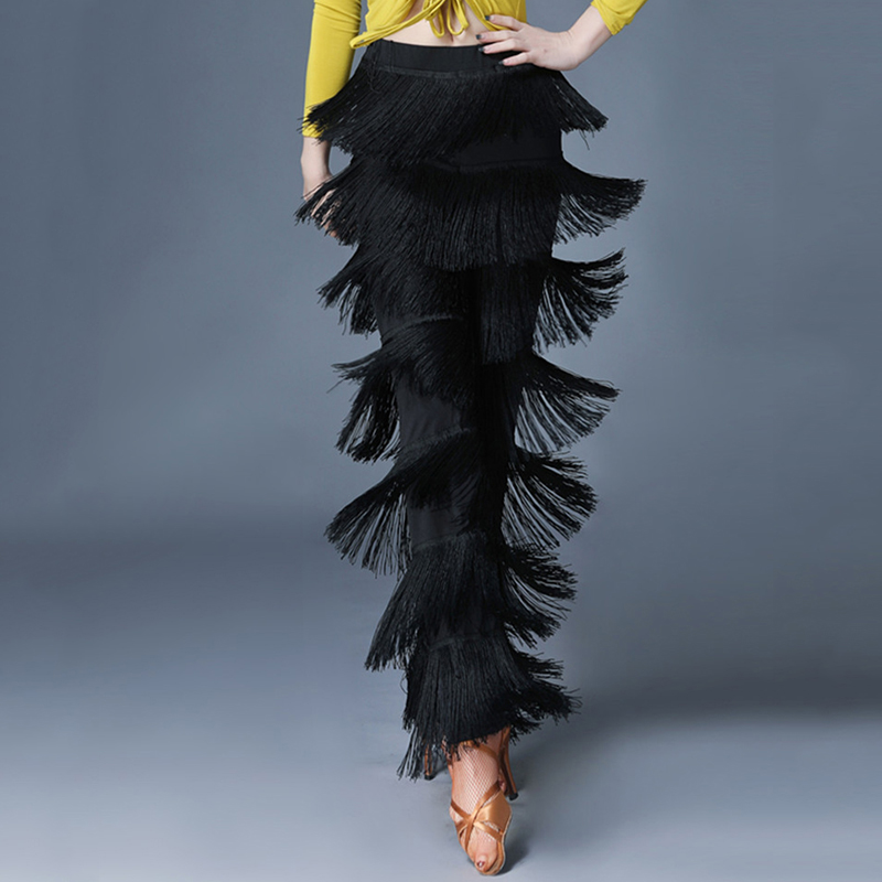 Pantaloni da gonna da ballo moderni per adulti da donna pantaloni con frange danza latina nuovi pantaloni con frange abito da ballo abito latino abito da ballo latino: L
