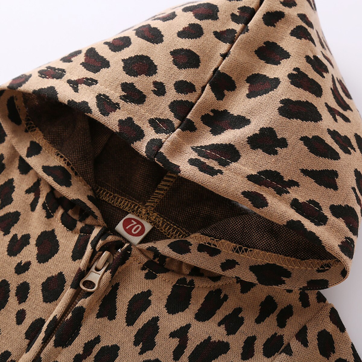 FOCUSNORM Autumn Baby Boys Leopard Rompers 0-24M Long Sleeve Hooded Zipper Jumpsuits Outfits