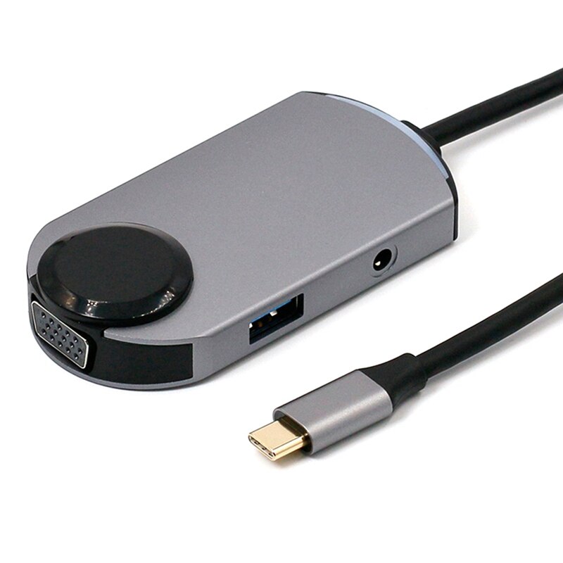 Type-C HUB Docking Station Type-C to HD+VGA+USB3.0+PD+o One for Five HD Adapter Cable 4K