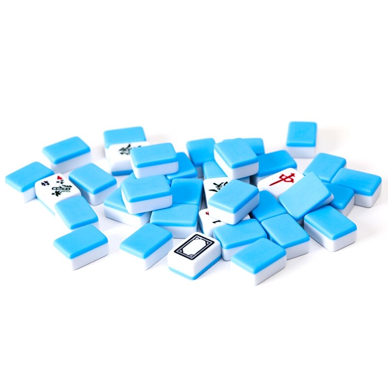 Mini Mahjong 24Mm 144 Stks/set Chinese Traditionele Mahjong Board Game Familie Speelgoed Zijn Zorgvuldig Vervaardigd: Blue