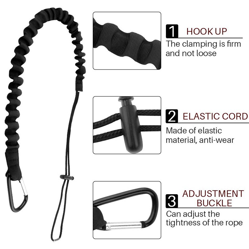 Tool Lanyard, Outdoor Tool Rope, High-Altitude Fall Prevention Safety Rope, Retractable Elastic Tool Rope 3 Pieces,Black
