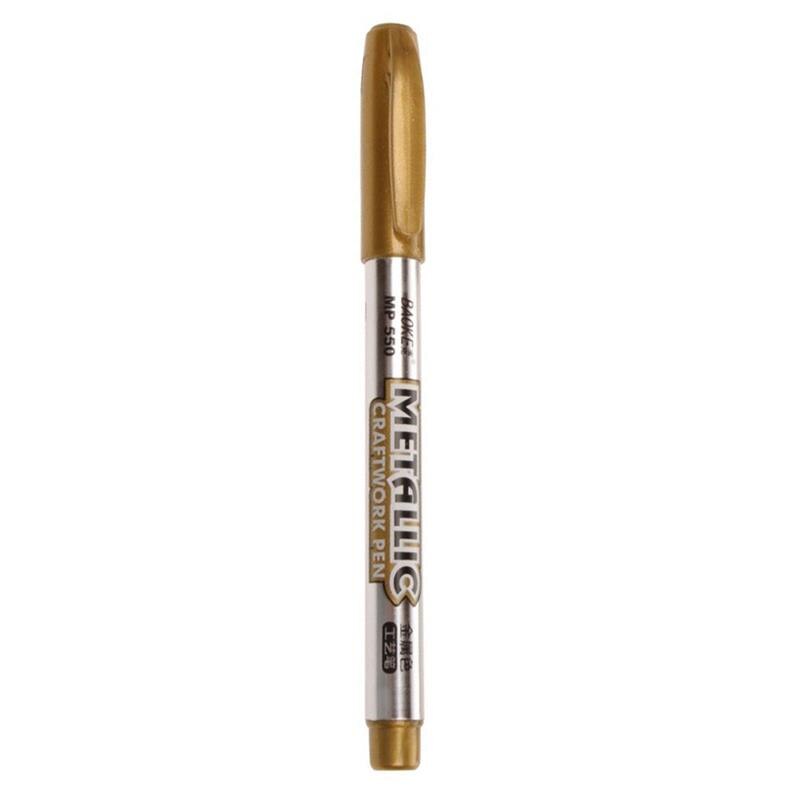 DIY Crafting Metallic Pen Gold Silver Plastic Marker Painting Metallic Pens: gold 2pcs