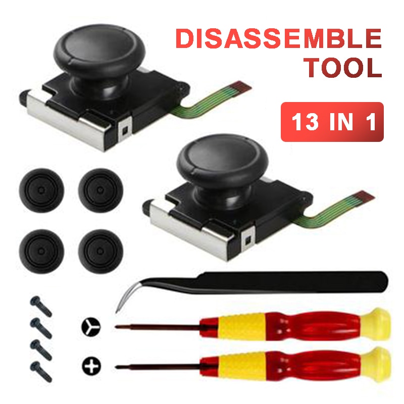 Kit de ferramentas de reparo 13 em 1, conjunto de chave de fenda para nintendo switch joy-con/lite, substituição de joystick 3d, acessórios analógicos de polegar