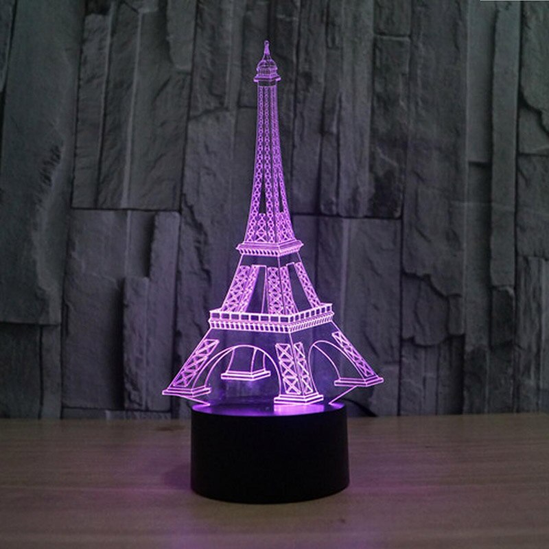 3D acrylique tour Eiffel veilleuse lampe charge luna lumière meilleur noël anniversaire rond lumière