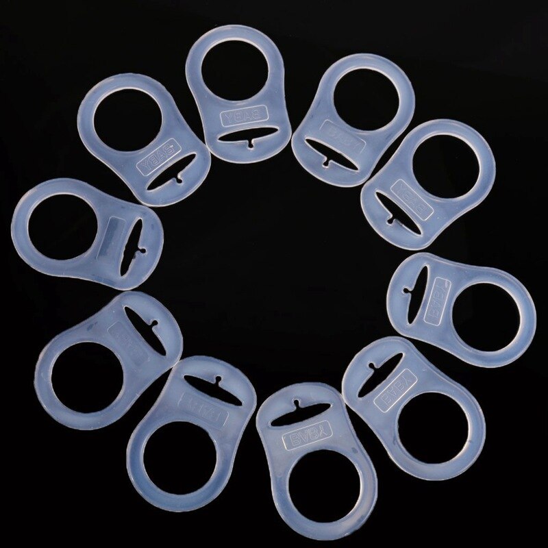 10 stk knap silikone ring mam pacifier holder mannequin klip adapter gennemsigtig