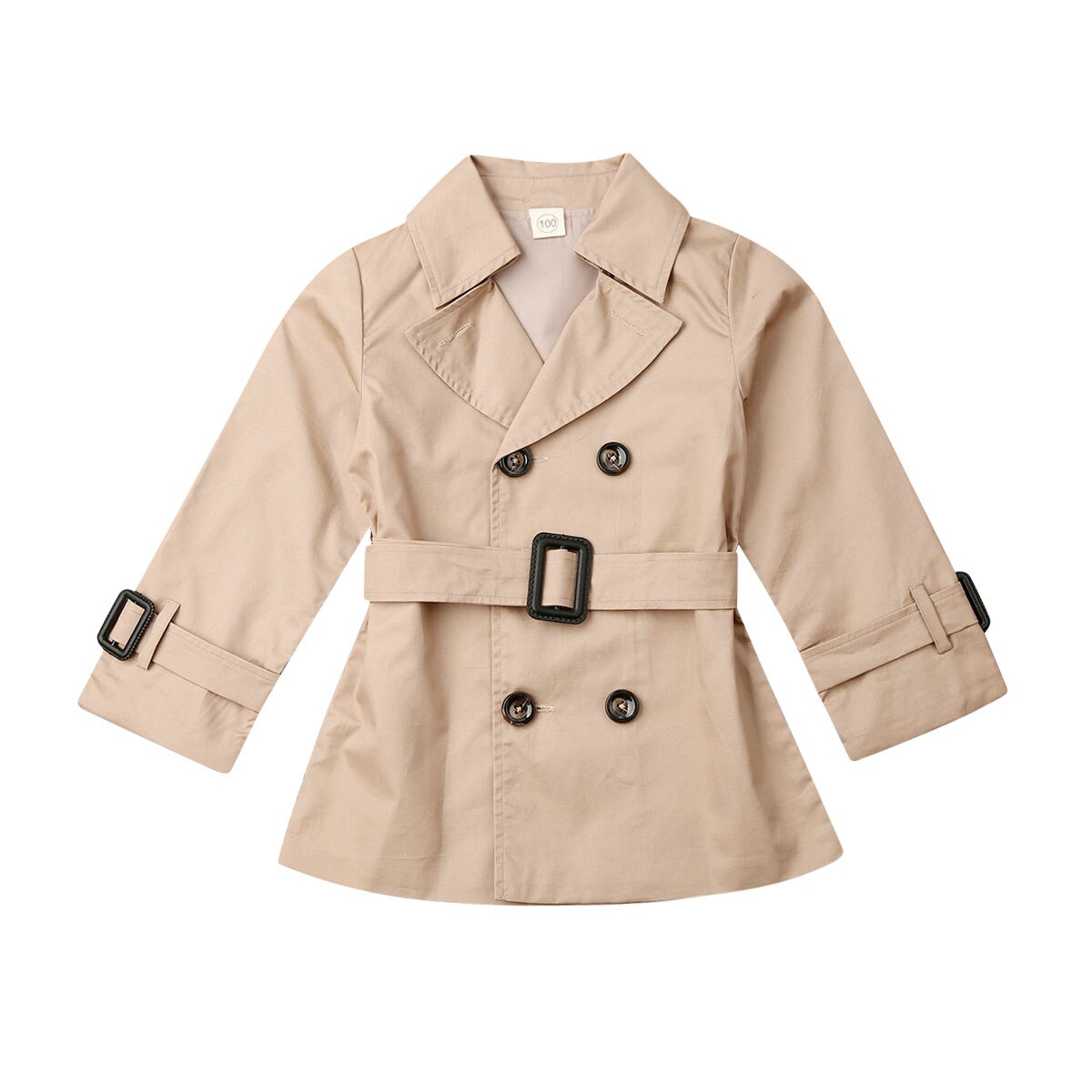 Herfst peuter kinderen meisjes double-breasted revers trenchcoat casual winter meisjes lange jas bovenkleding 2-7y
