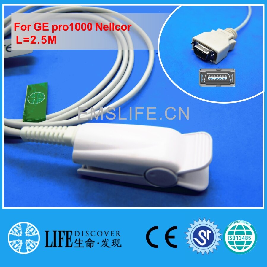 Capteur spo2 à pince à doigt adulte AWT à câble Long pour GE dinamap pro1000 Nellcor: Adult NK Finger Clip