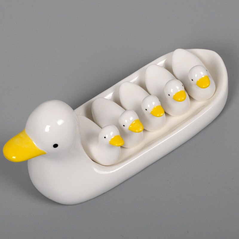 1 Uds. Soporte para palillos chinos de cerámica con patito bonito