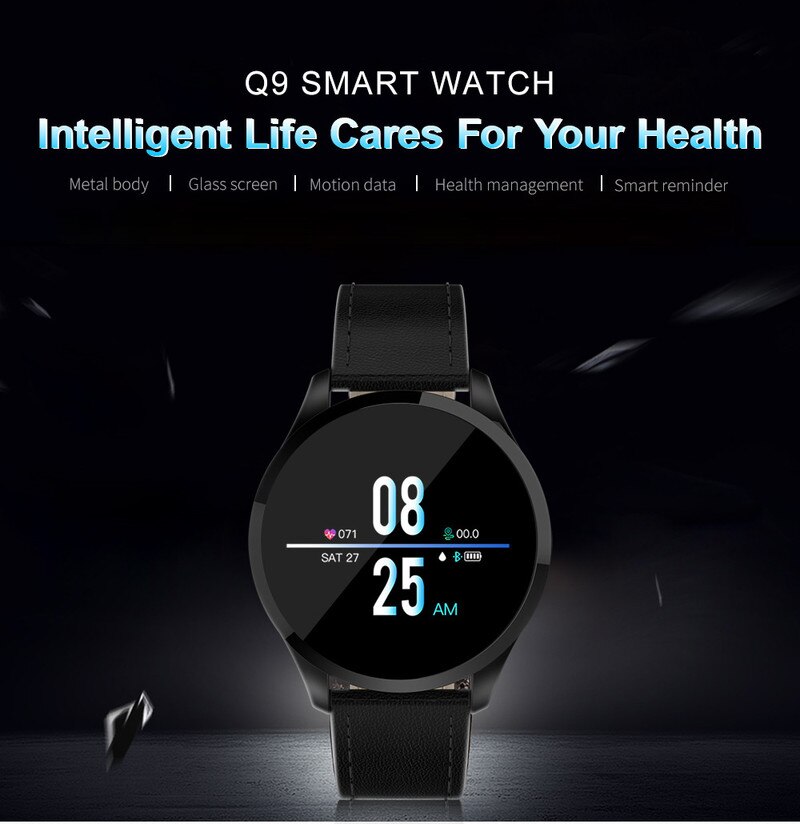 centechia Q9 Smartwatch - Men Women Waterproof HR BP Monitor - 1.2" IPS Round Display