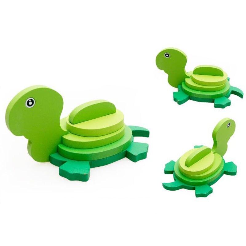 3D Three-dimensional Wooden Animal Jigsaw Puzzle Toys For Children DIY Baby Kids Handmade Wooden Toys Animals Puzzles: Tortoise