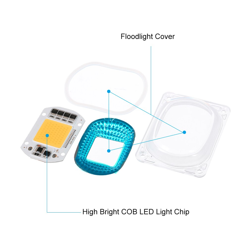 Warm White High Power COB LED Light Chip with Lens Integration Lamp Kit Set for Flood Project Light Aquarium Fish Tank 50W
