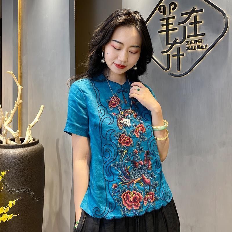 Vrouwen Tops Chinese Stijl Traditionele Dagelijks Hanfu Tang Pak Oude Chinese Kleding Voor Vrouwen Prachtige Geborduurde Kleding: 1 / M 40-52.5KG