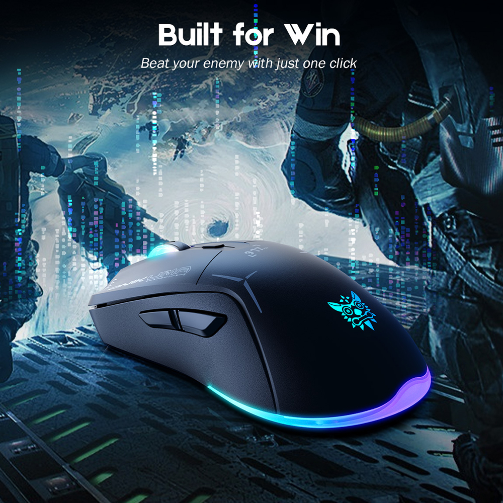 ONIKUMA Wired Gaming Wireless Maus 7 RGB Hintergrundbeleuchtung Beleuchtung Modi 4800 DPI Ergonomische Spiel Mäuse Esports Maus Für Laptop PC Gamer: Black