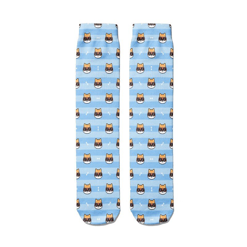 Chaussettes imprimées Shiba Inu pour femmes, chaussettes longues unisexes, décontractées, en coton, confortables, à la , drôles, chats, chiens, animaux, Harajuku: Style5