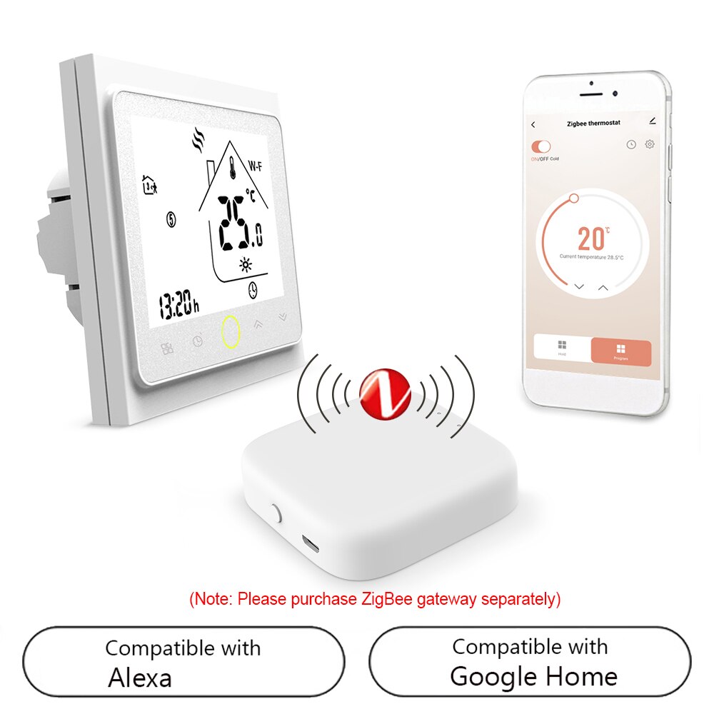 Termostato inteligente wifi para el hogar, controlador de temperatura de suelo, Control por aplicación, Compatible con Alexa, Google Home, calefacción por agua