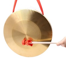1 sæt kobber gong 15.5cm messinginstrumenter hånd kobber bækkener opera gongs med runde spil hammer børn musik legetøj