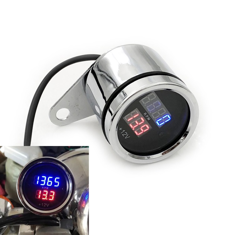 Motorcykel meter refit digital omdrejningstæller lingua elektronisk omdrejningstæller med spænding 50cc-250cc: Default Title