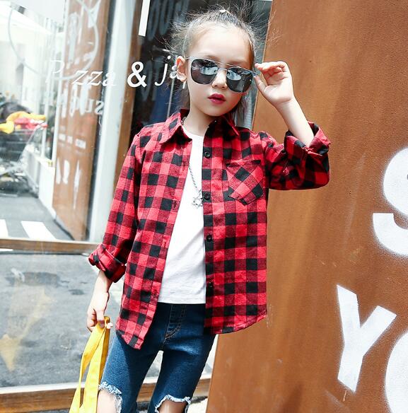 Camisa escolar de manga larga para adolescentes, blusa a cuadros de otoño, Top para niñas, ropa para niños de 5, 6, 7, 8, 9, 10, 11 y 12 años