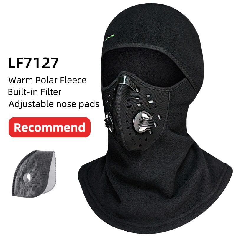 ROCKBROS-Mascarilla de esquí térmica, forro polar con protector para la cara, capucha de snowboard, bufandas de deporte al aire libre, a prueba de viento, casco para bici, pasamontañas: LF7127