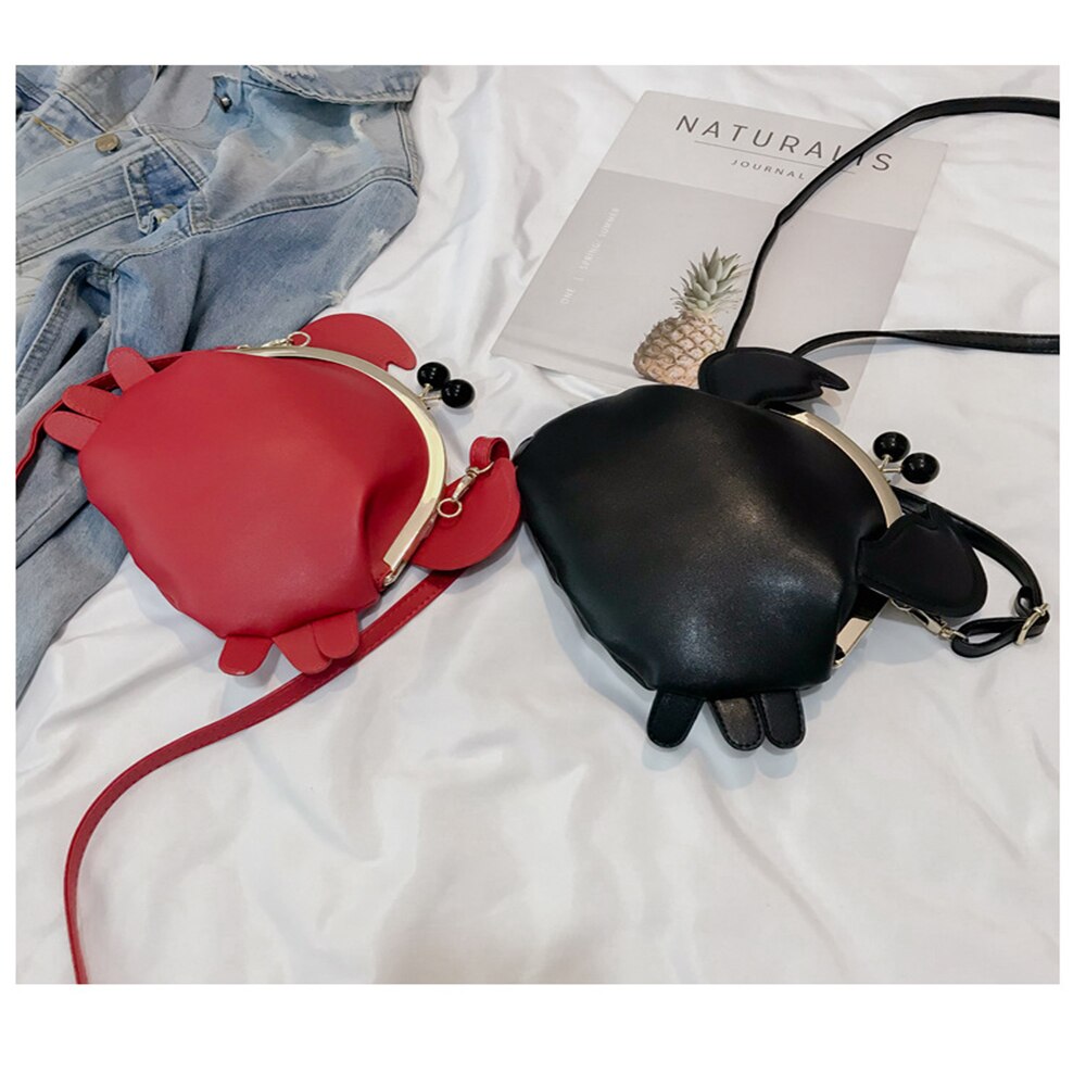 Sacos crossbody para mulheres fshion bonito forma de caranguejo pu casual bolsa para ombro cor sólida crossbody sacos de ombro menina