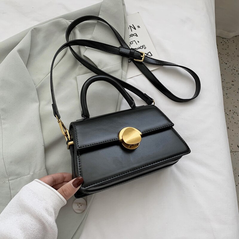 Vintage Retro Totes Bags For Women Handbag Soft Leather Female Small Bag Casual Retro Mini Shoulder Bag: Black