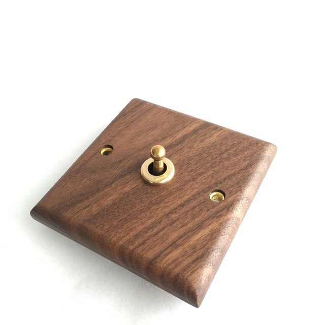 Wall Lights Switch Hand Made Retro Switch 10A 110V-250V Maple/Walnut Wood Panel Brass Lever 1 GANG/ 2 GANG Wall Switch: Dark Brown 1