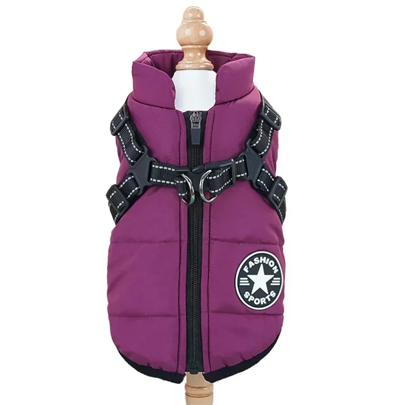 Hundrock med Sele - Vinter Vattentät Jacka med Dragkedja och Reflex - Liten, Mellan, Stor: 4xl / Röd